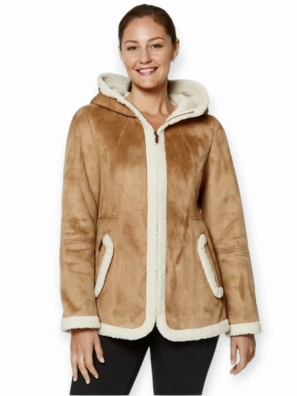Koolaburra by UGG Hooded Shearling Jacket Tan Brown Size XL NWT